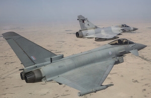 RAF Typhoon and QEAF Mirage during joint exercise